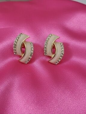 Crystal Crescent Stud Earrings - Women Jewelry